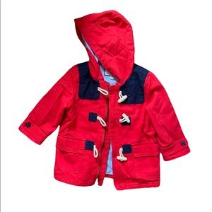 Janie and Jack red and navy toggle coat